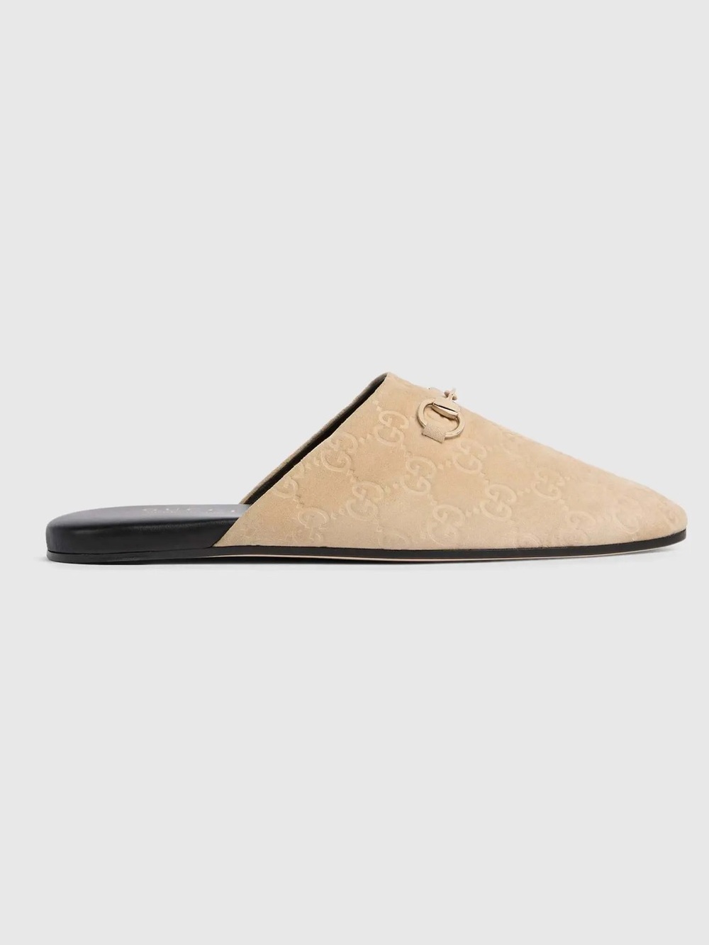 Gucci Beige Suede Horsebit Mule Slides